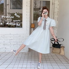 少女风浅绿色连衣裙女夏2025新款显瘦百搭小个子韩系穿搭独特别致，女装连衣裙，2C261