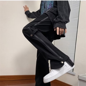 机能风ins高街拉链设计感裤子潮痞帅直筒休闲裤k2542-p40 加绒55图片