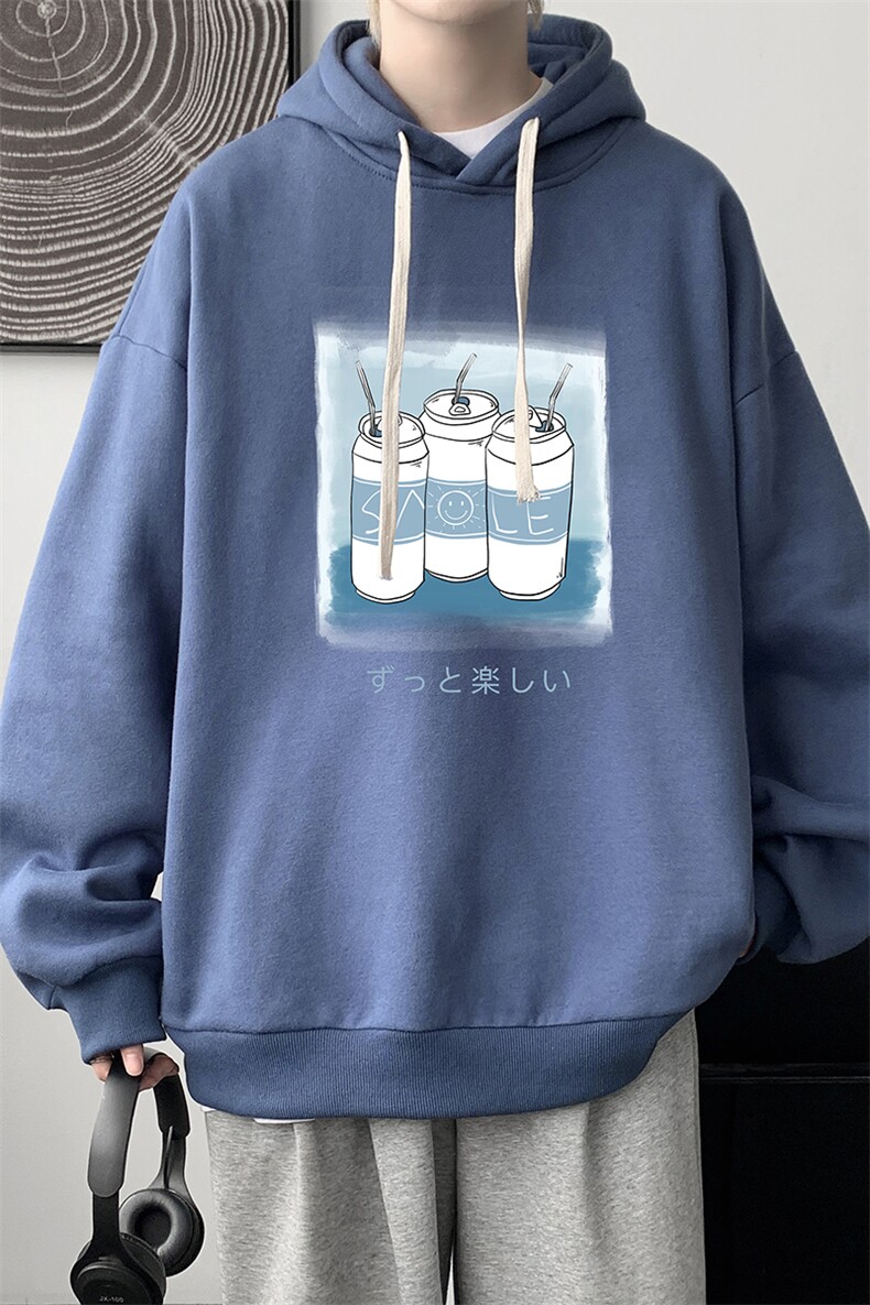 WY2148-P35纯棉连帽卫衣男大码运动帽衫宽松薄外套男,男装卫衣,电商A040