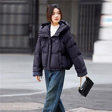 白鸭绒姜黄色羽绒服女短外套2025冬季新款小个子宽松百搭面包服，女装羽绒服，鑫源服饰