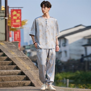新款风套装夏季新中式九分裤短袖潮大码刺绣TZ2505-P125图片