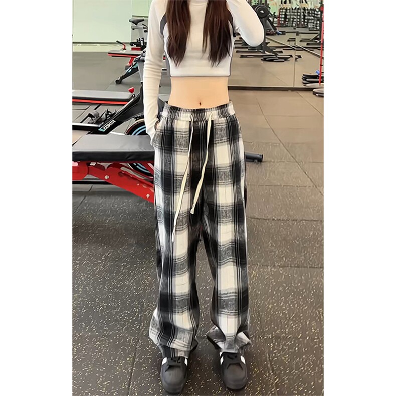 特批P30无差价秋新美拉德格子裤中性风潮流时尚直筒拖地裤男K1529,男装休闲裤,电商A001-1
