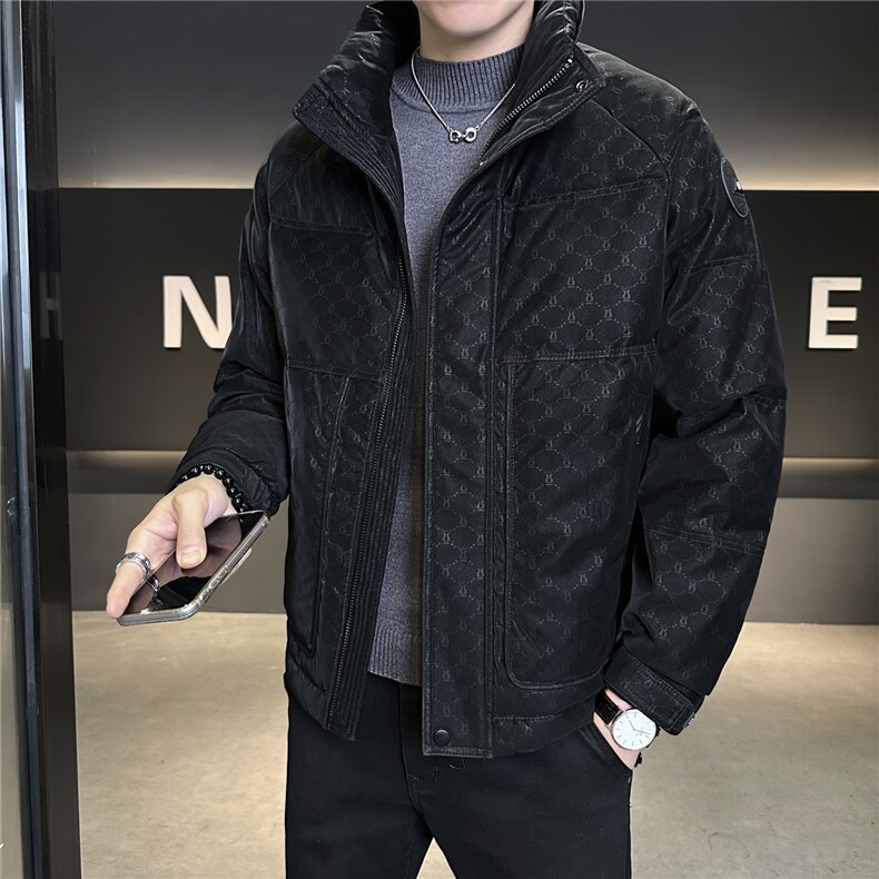 贴标花纹立领皮羽绒服男休闲保暖上衣外套A329-YR9962-P225,男装羽绒服,电商A329