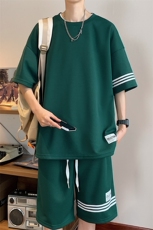直播品质！2024夏季新款男士珠地短袖T恤套装学生一套TZP001P70，男装T恤，电商B220