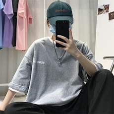 XZ115A-T06200克纯棉男女字母印花大码S-5XL10色T恤衫圆领半袖，男装T恤，星座115A-3