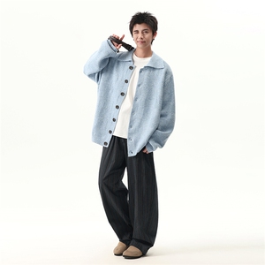 春秋针织毛衣cleanfit翻领慵懒老钱风开衫休闲外套MY0588-P58图片