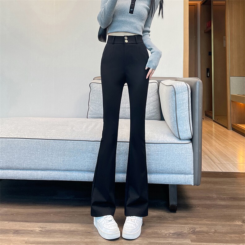面料西装微喇裤女春季喇叭裤子女新款高腰显瘦西装女裤,女装休闲裤,云美莎专业女裤-全店现货
