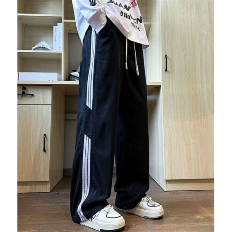 三杆牛仔裤男女春秋季美式复古潮牌宽松直筒裤百搭阔腿裤NY18,男装牛仔裤,星座1116A-1（原606A）