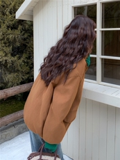 现货新款翻领时尚洋气加绒加厚鹿皮绒外套棉服上衣女，女装棉衣/棉服，韩然一族