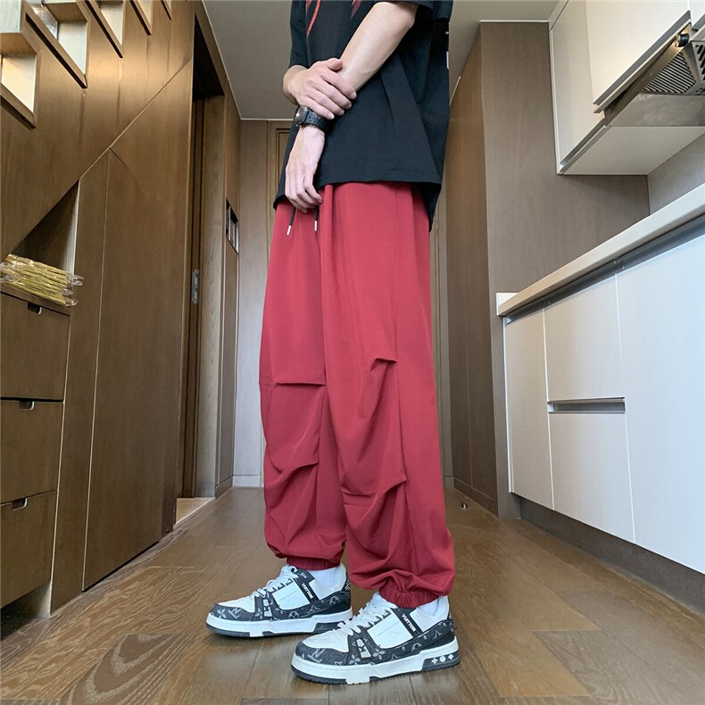 冰丝垂感褶皱休闲裤K021模特酒店景92%聚酯纤维8%氨纶(S-2XL)TP22图片