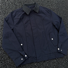 JK733-M-3XL-特P52-美式复古哈灵顿夹克防风翻领撞色格子领外套，男装夹克，星座1811B