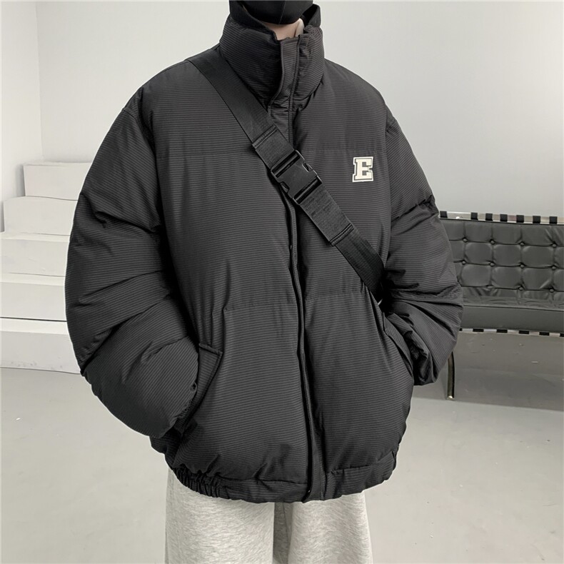 100聚酯特P85控148冬新款机理感暗条纹立领棉衣加厚棉袄MY237,男装棉衣,电商B370