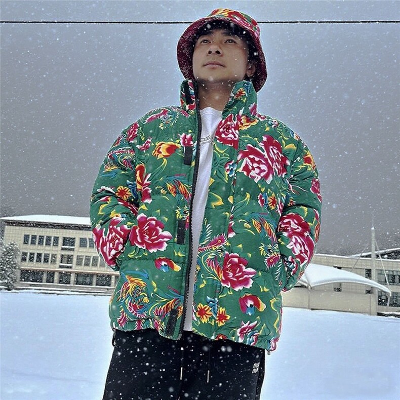 MY203男女休闲加厚保暖防寒棉衣外套棉服棉袄东北大花绿色团队潮图片