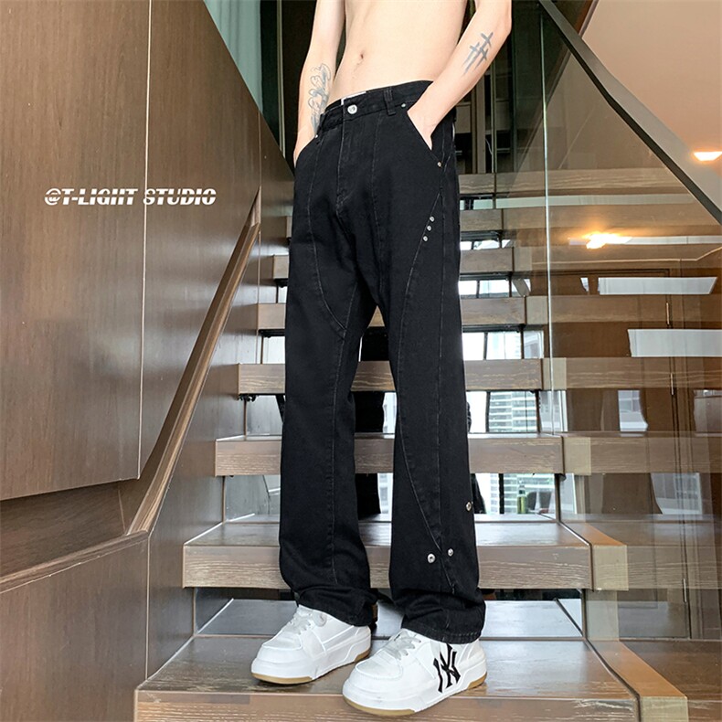B221美式ins高街暗黑小众个性铆钉小脚牛仔裤LK23142-P65控88,男装牛仔裤,电商B221