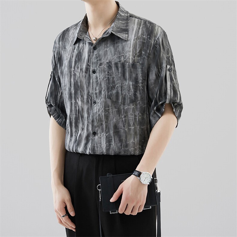 夏季男士七分袖扎染衬衫男休闲宽松衬衣A236-0853-特P35,男装衬衫,电商A236