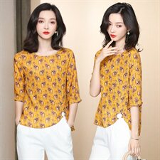清仓捡漏专柜撤回外贸女装春夏高端大码雪纺衫高贵洋气独特上衣，女装衬衫，阿舍尔精品