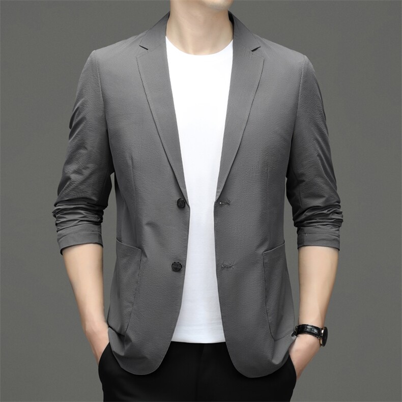 M888-102钱塘2020-2新款中年男士西服商务休闲百搭薄款外套P170图片