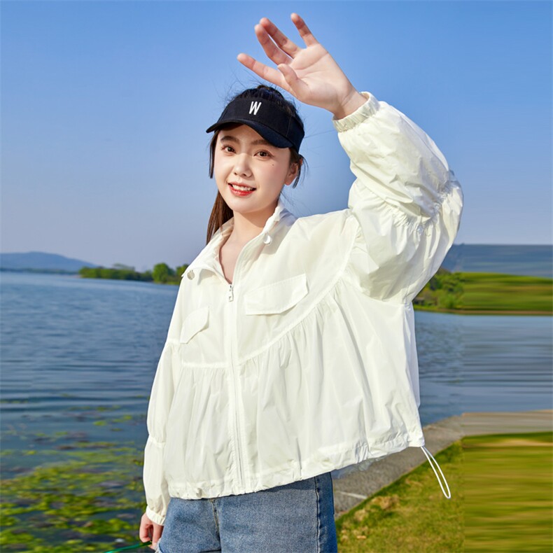 夏季新款长袖百搭时尚短款宽松防晒衣服外套女182-8383P95K148,女装短外套,帛香坊