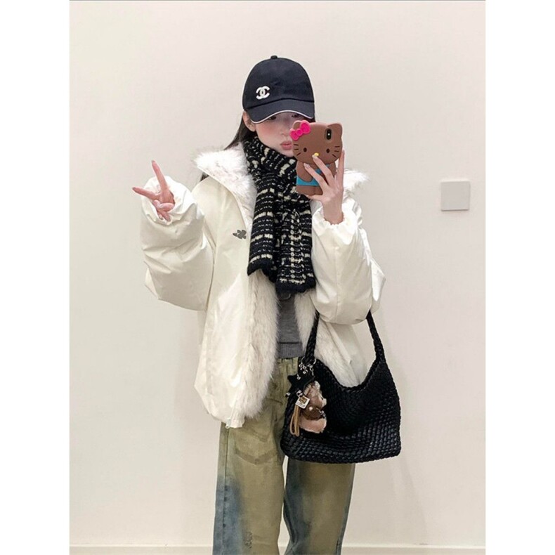 1506-1/M78871/P92韩版时尚连帽毛毛拼接棉服男女防寒百搭宽松棉,男装棉衣,星座1506-1