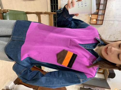 春季新品，牛仔假两件套图片
