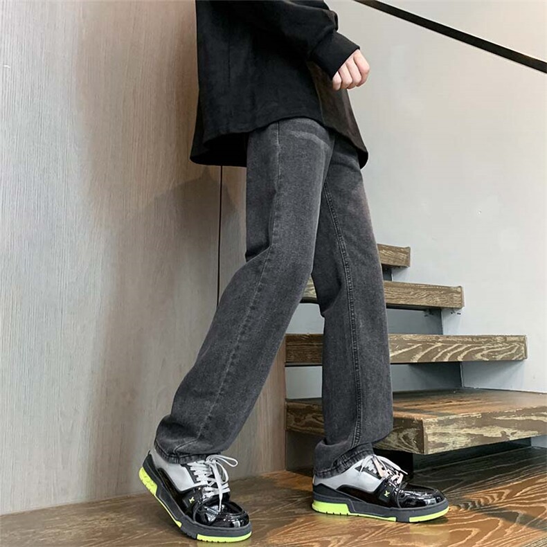牛仔裤男复古水洗做旧潮牌直筒阔腿休闲长裤A080-9601-P40控68,男装牛仔裤,电商A080