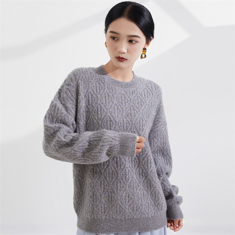 秋冬季新款女时尚百搭女士羊绒衫圆领套头，女装羊绒衫，恒爱羊绒