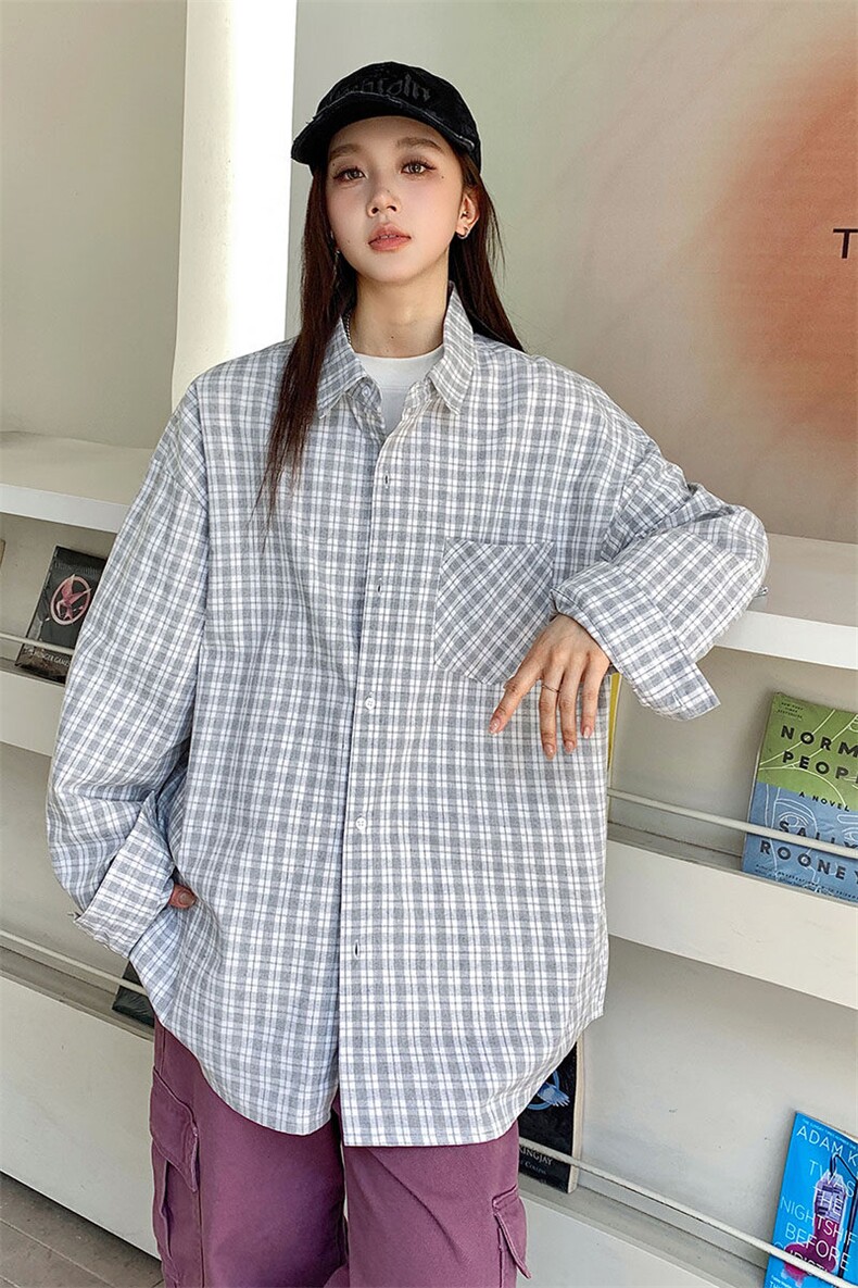 港风衬衫高级感设计耐磨格子衬衫休闲百搭MD-H553-特批40控69,男装衬衫,星座717