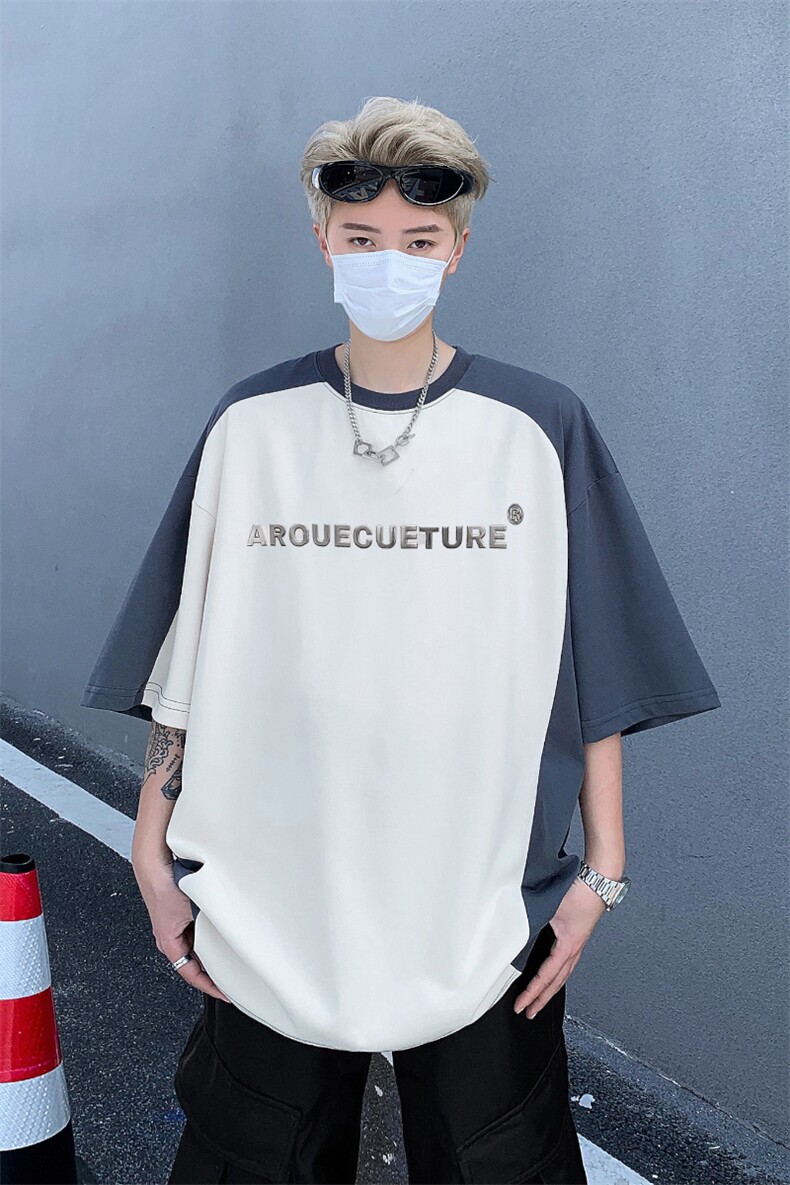 美式潮牌短袖T恤情侣款夏季高街撞色运动体恤XZ514-2-202454-P58,男装T恤,星座514-2(原B239)