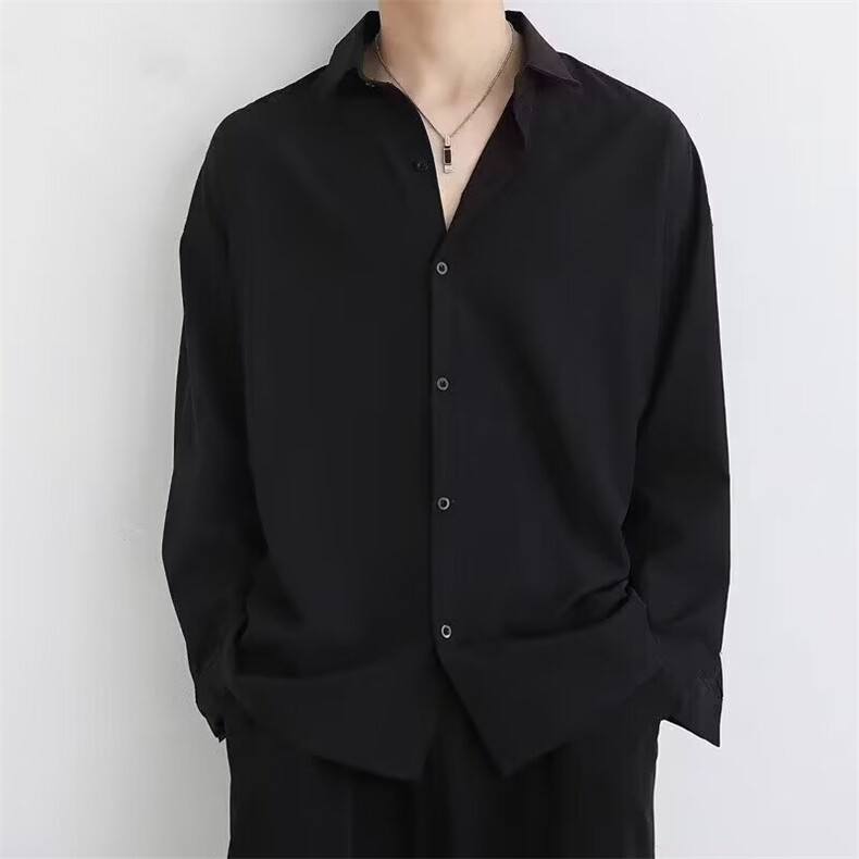 [006]休闲长袖衬衣免烫宽松雪纺垂坠感衬衫男A079-CS2045-P26,男装衬衫,电商A079