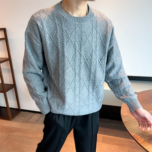 圆领个性织法交错条纹宽松男毛衣针织衫 MY2413-P58,男装针织衫/毛衣,星座1012-1