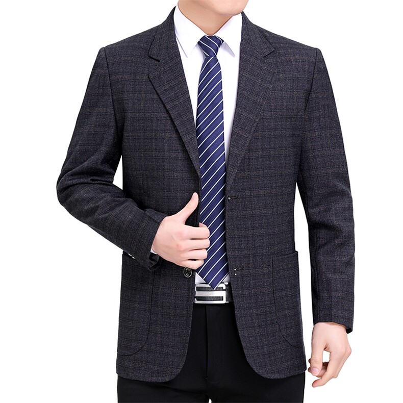 春秋季中年男士休闲小西服外套中老年男装爸爸夹克商务秋装上衣服,男装西服,电商B212（原钱塘6029）