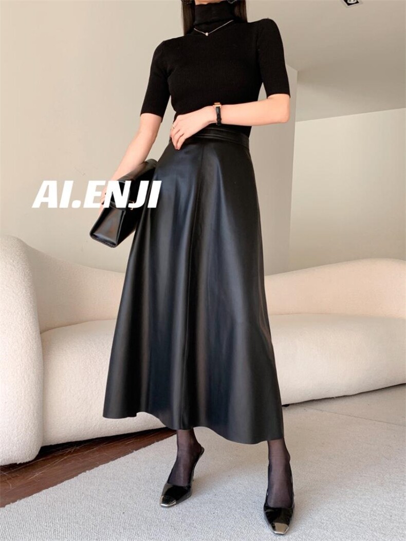 【AI·ENJI】艾恩纪-新品蛋白皮薄绒半裙，女装半身裙，AI·ENJI 艾恩纪
