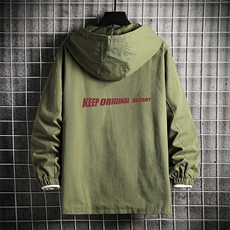 JK41071-P85加棉款-P115纯棉连帽夹克男士大码工装夹克男网格，男装夹克，电商A040A