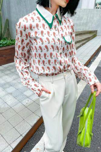 定位腰果花衬衣，女装，哥卓