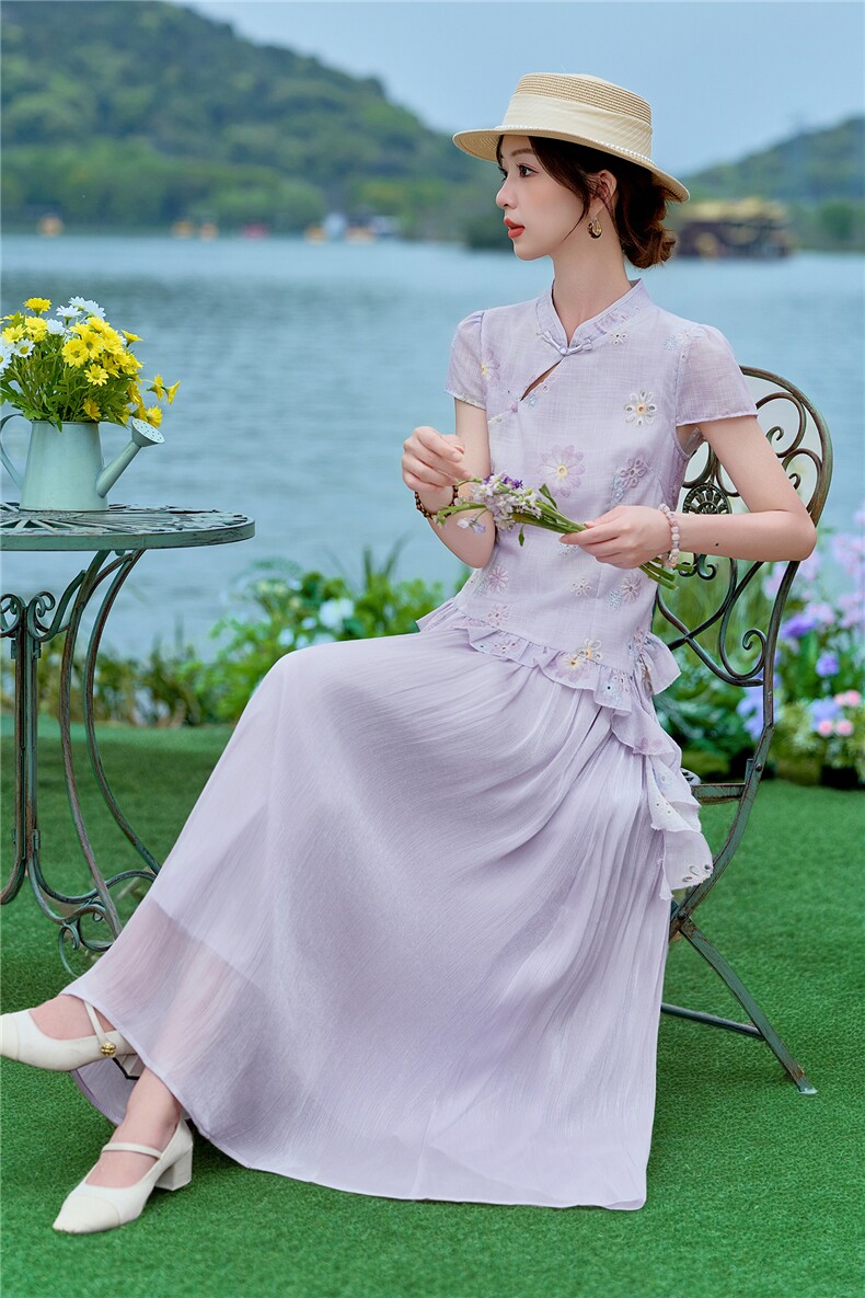 2026年夏季女高级感新中式刺绣花色套裙,女装套装/套裙,贝蕾酷儿