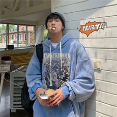 新款秋冬港风宽松连帽套头卫衣X5663-常规P70控88-加绒P80控98，男装卫衣，电商A061-1