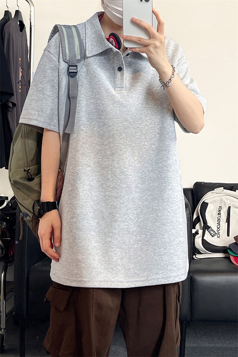 日系拼接polo衫短袖T恤男士夏季宽松潮牌五分袖T3641-特价P25,男装T恤,电商A007