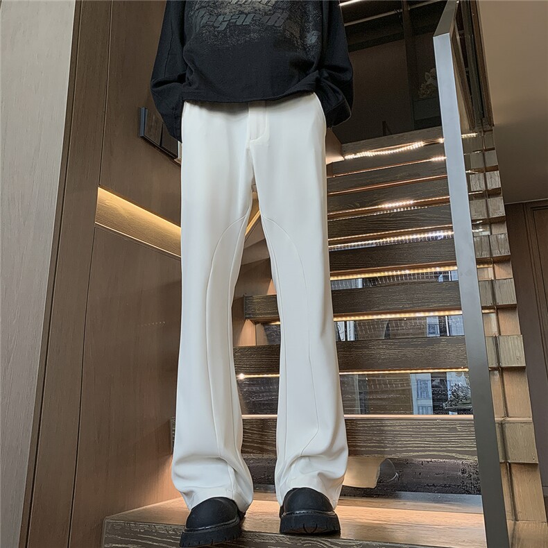 2025秋冬加厚cleanfit半松紧微喇叭高街小西裤K3345-P45,男装西裤,电商042