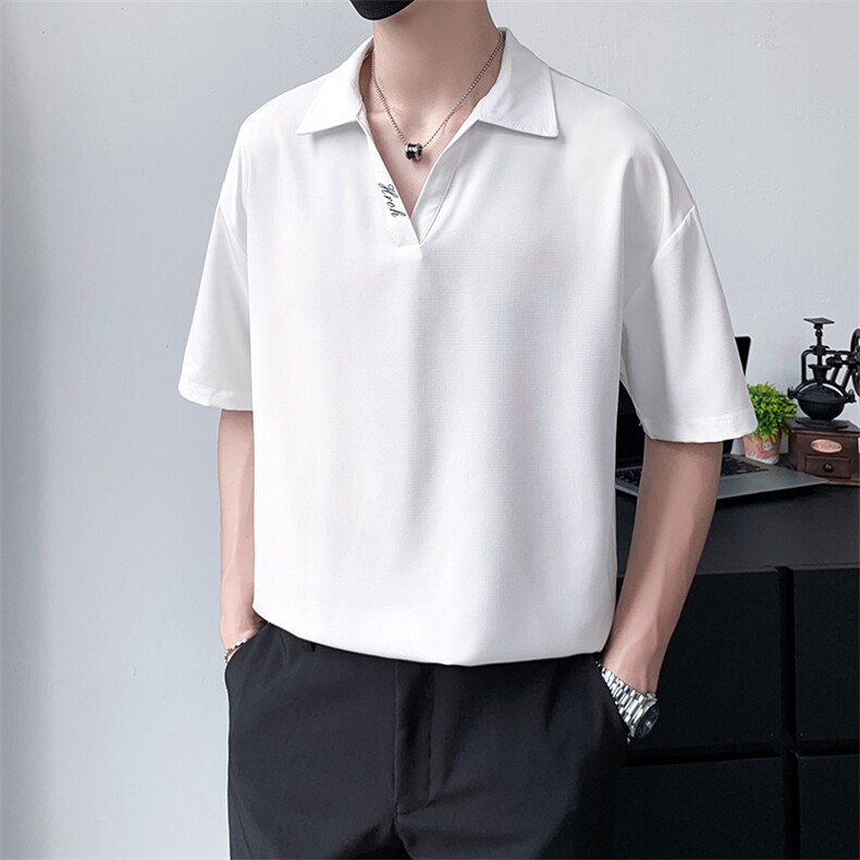 港风垂感冰丝Polo衫男短袖夏季薄款ins痞帅衬衣休闲PL0380-P30,男装Polo衫,星座308B-1