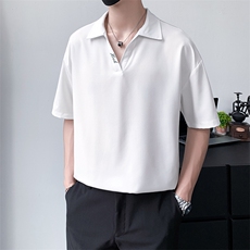 港风垂感冰丝Polo衫男短袖夏季薄款ins痞帅衬衣休闲PL0380-P30，男装Polo衫，星座308B-1