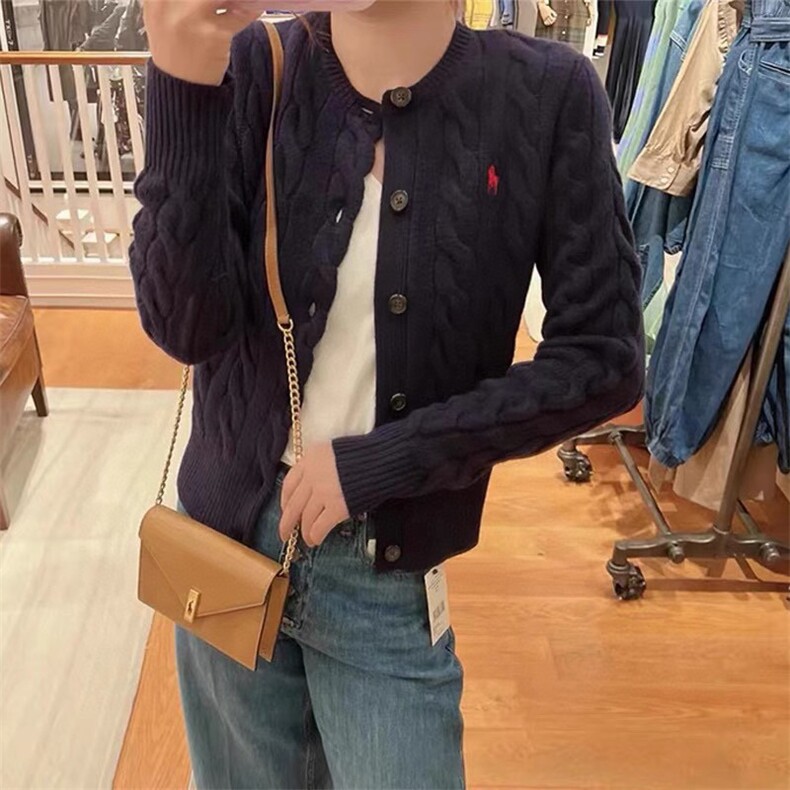 小马麻花开衫加厚老钱风，女装针织衫/毛衣，美莎羊绒