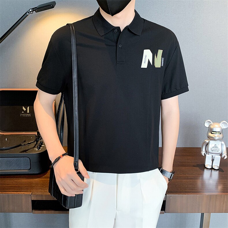 6605-P58设计感刺绣POLO衫男潮牌体恤夏季新款半截袖男装-3控78，男装Polo衫，星座603-2