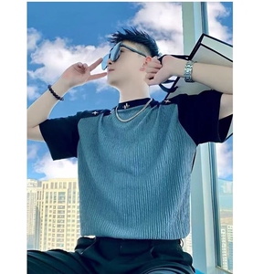 潮男穿搭T恤时尚潮牌男装文艺潮流ins日系气质流行新款 T351图片