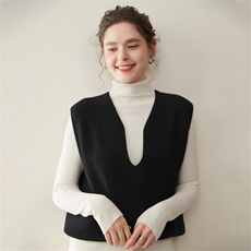 高级感深v领山羊绒马甲女宽松叠穿时尚针织坎肩外穿无袖毛衣背心，女装羊绒衫，澳煜绒