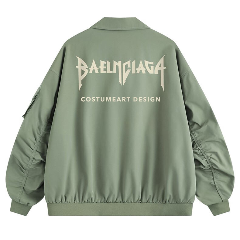 新款平铺侧边袖口袋棒球服字母印花飞行夹克A247-TPF6033特批65,男装夹克,电商A247-1
