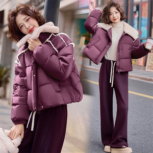 毛绒拼接翻领羽绒服女2025冬季新款休闲宽松短款超好看白鸭绒外套，女装羽绒服，慧尚依恋