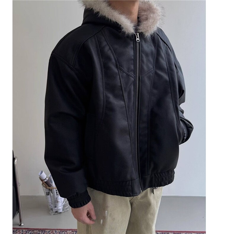 美式复古毛领座山雕棉服男款秋冬季重磅皮毛一体夹克外套,男装夹克,星座506A