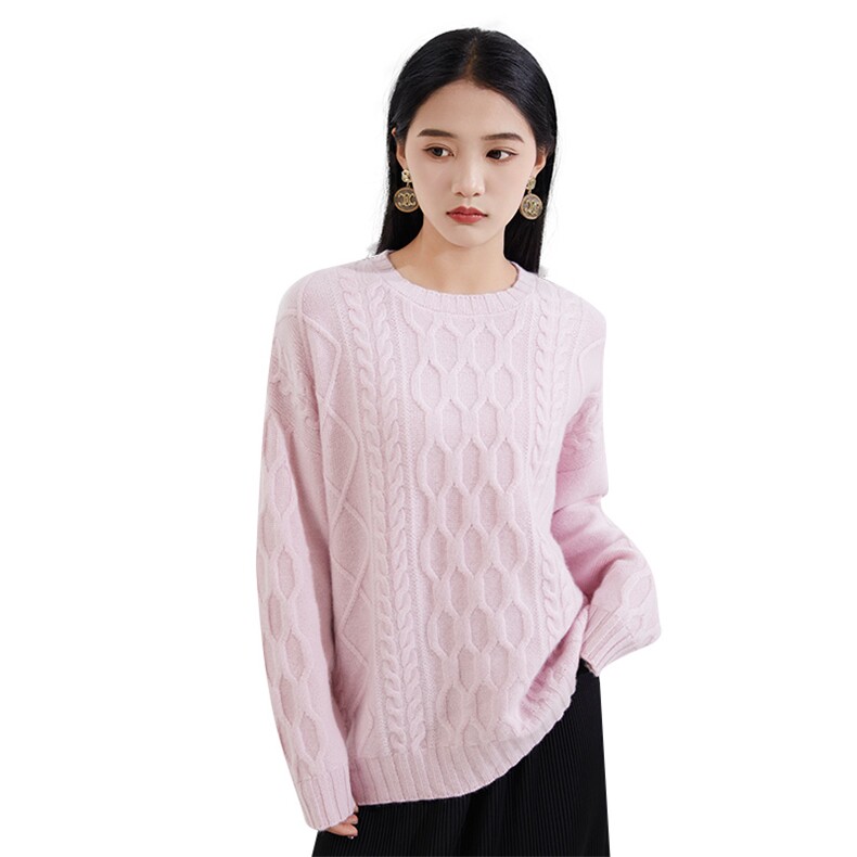 百搭休闲简约套头衫女显瘦时尚短款圆领羊绒衫,女装羊绒衫,恒爱羊绒