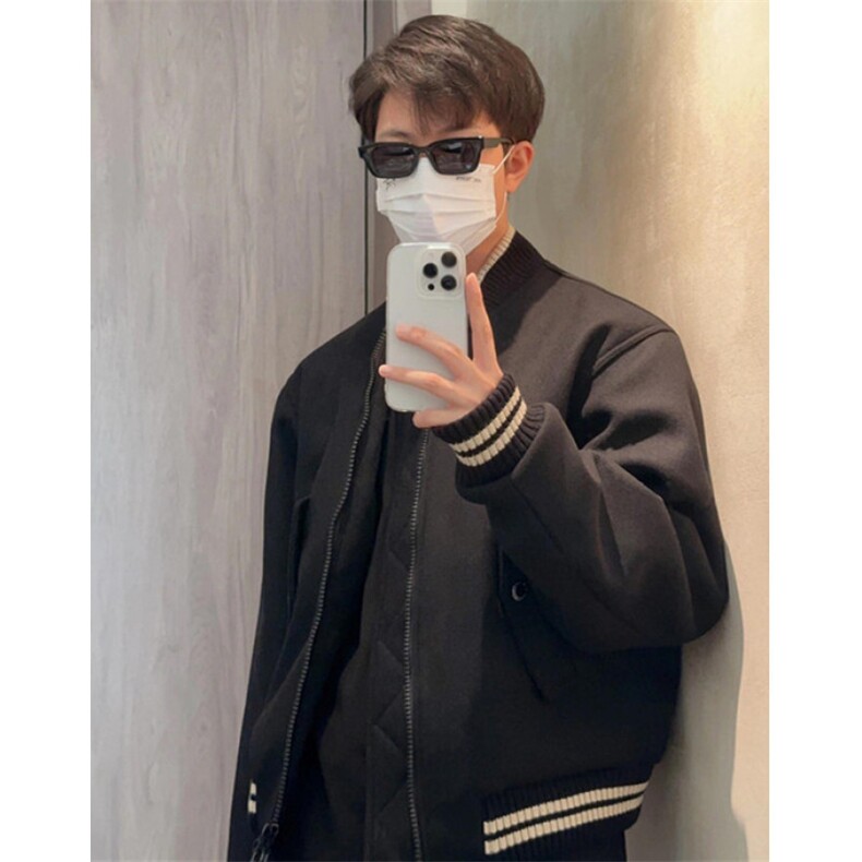 美式斜纹全羊毛骨感微廓形时装短款棒球服外套棉衣男潮JK9214,男装棉衣,星座1116A（原606A-3）