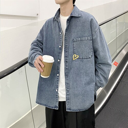 长袖牛仔衬衫男港风日系外套C6101P47，男装衬衫，星座1116-2
